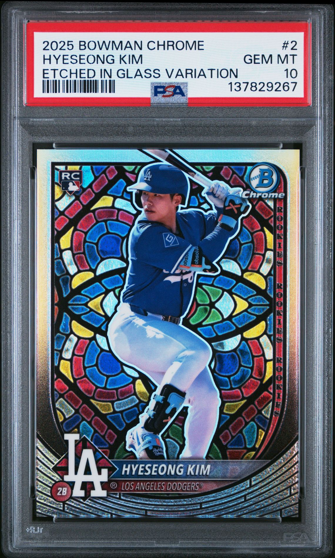 2025 Bowman Chrome Hyeseong Kim #2 (Etched In Glass Variation) Gem Mt 10 front