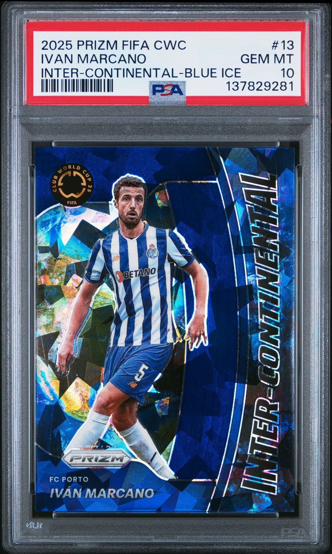2025 Panini Prizm Fifa Club World Cup Inter-Continental Ivan Marcano #13 (Inter-Continental-Blue Ice) Gem Mt 10 front
