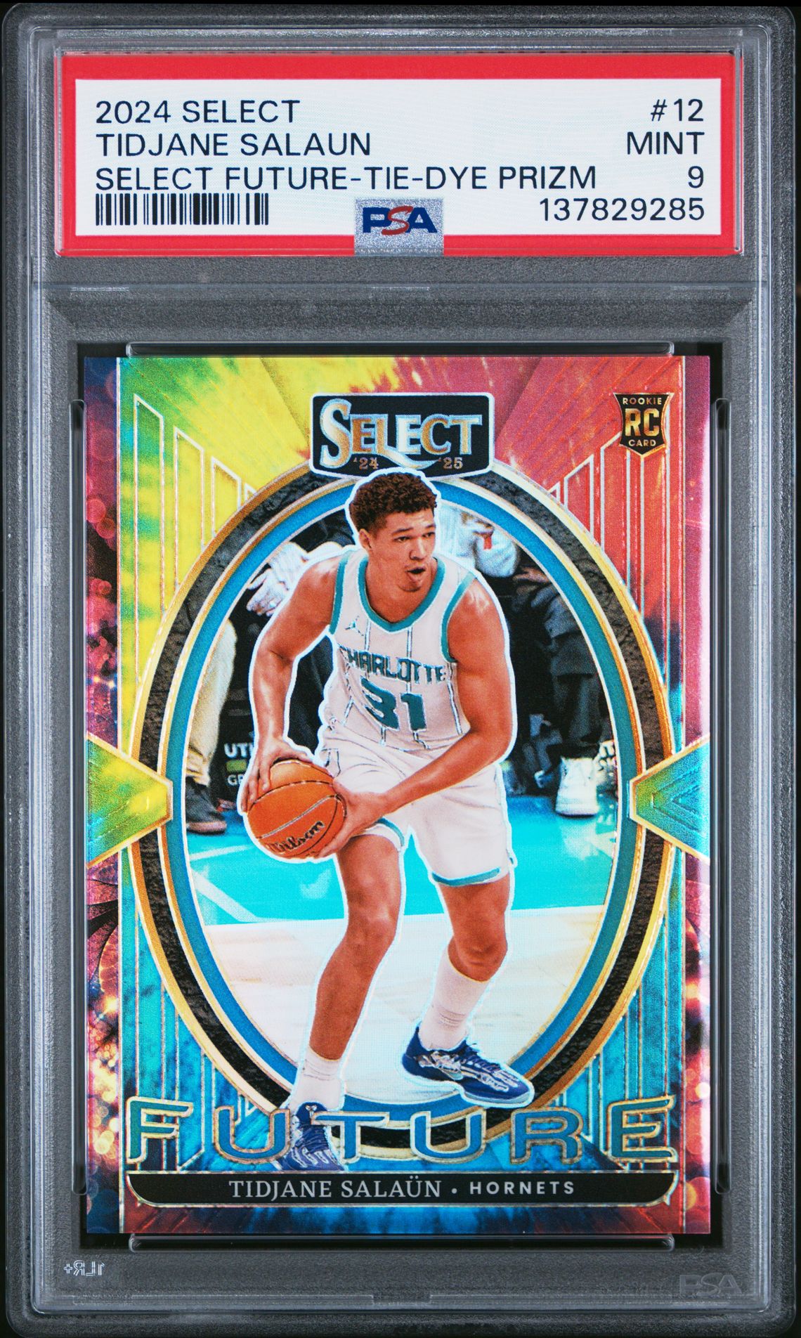2024 Panini Select Select Future Tidjane Salaun #12 (Select Future-Tie-Dye Prizm) Mint 9 front