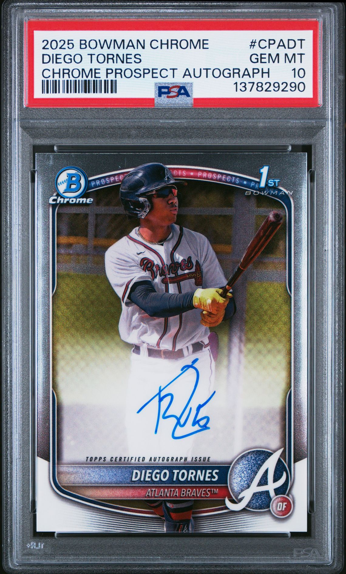 2025 Bowman Chrome Prospect Autographs Diego Tornes #Cpadt Gem Mt 10 front