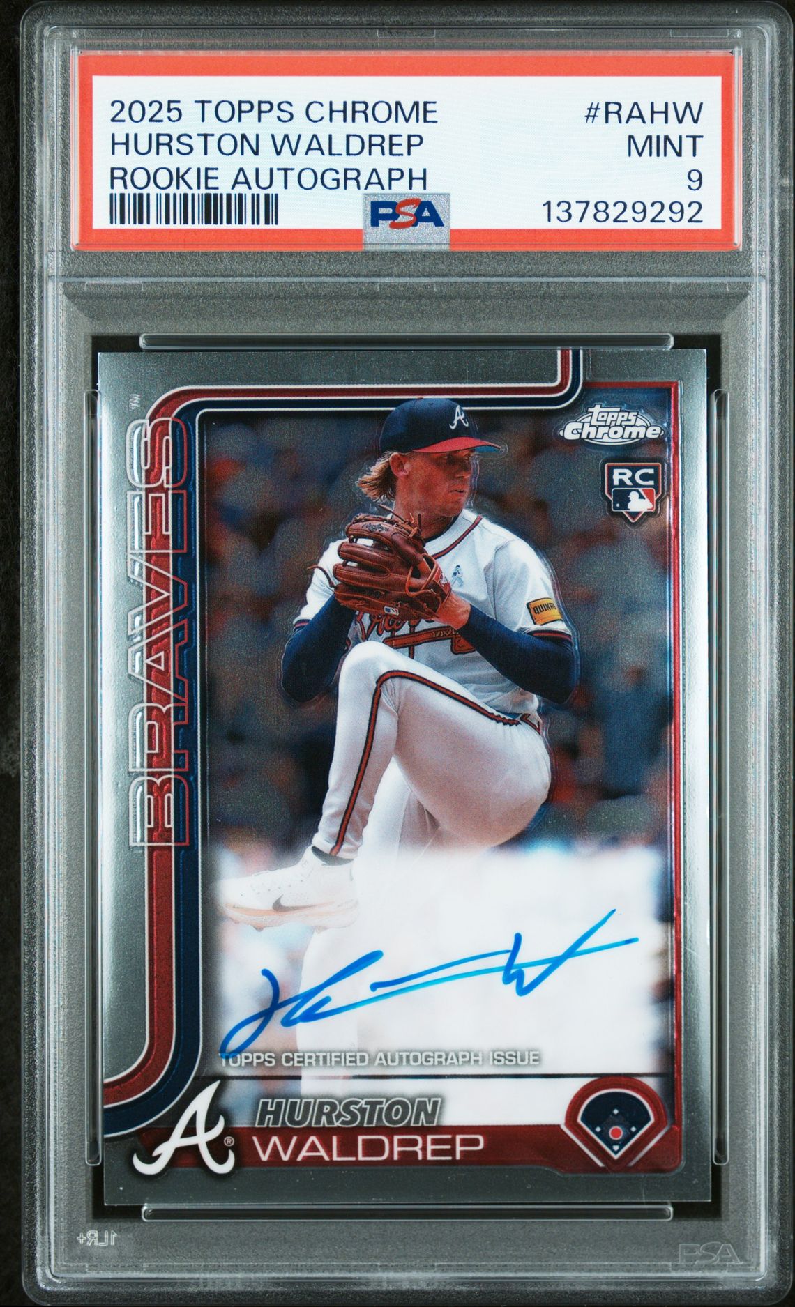 2025 Topps Chrome Rookie Autographs Hurston Waldrep #Rahw Mint 9 front