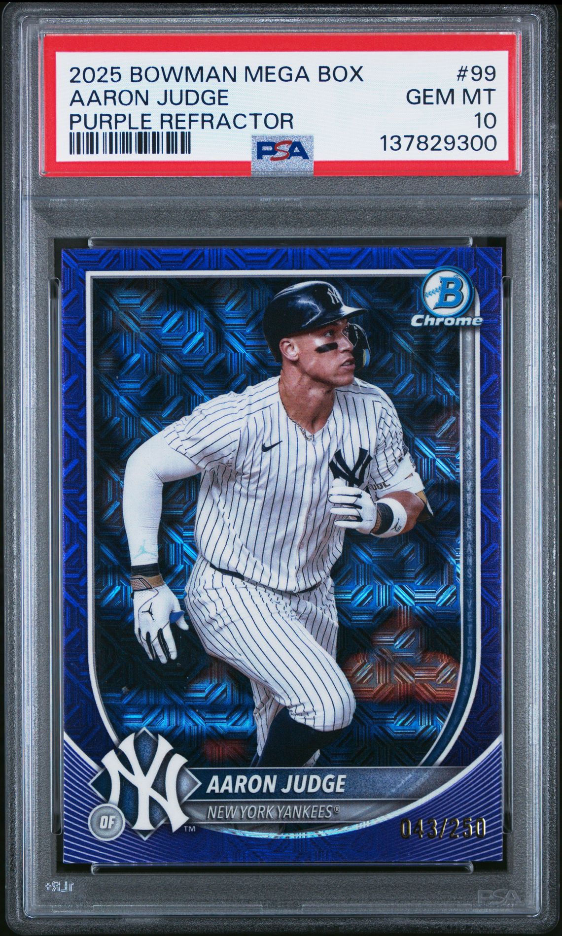 2025 Bowman Mega Box Chrome Aaron Judge #99 (Purple Refractor) Gem Mt 10 front