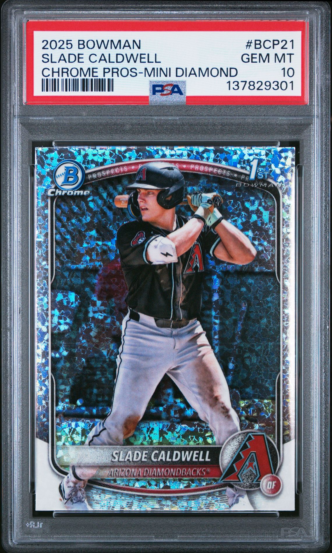 2025 Bowman Chrome Prospects Slade Caldwell #Bcp21 (Chrome Pros-Mini Diamond) Gem Mt 10 front