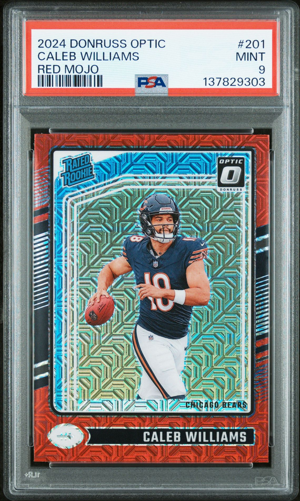 2024 Panini Donruss Optic Caleb Williams #201 (Red Mojo) Mint 9 front