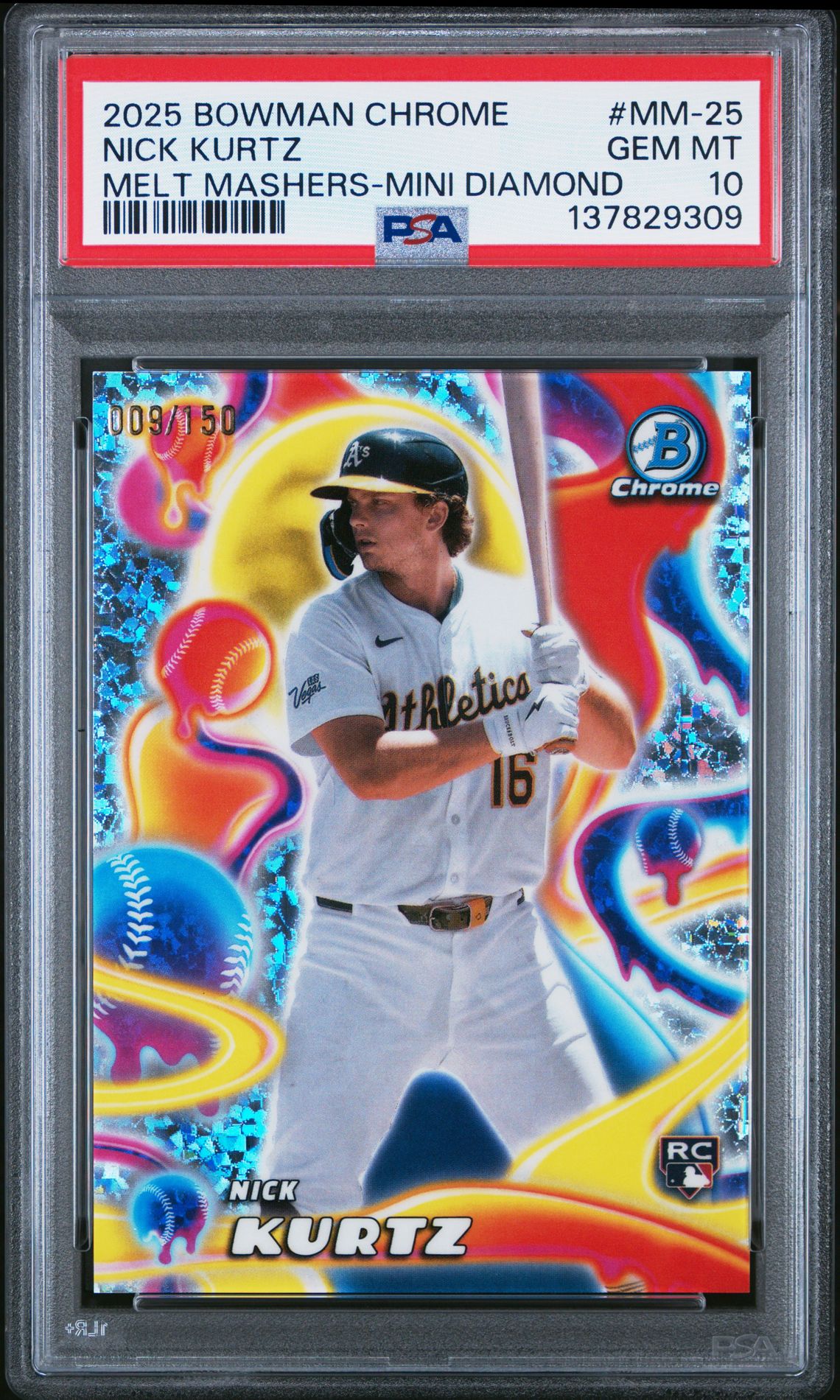 2025 Bowman Chrome Melt Mashers Nick Kurtz #Mm-25 (Melt Mashers-Mini Diamond) Gem Mt 10 front