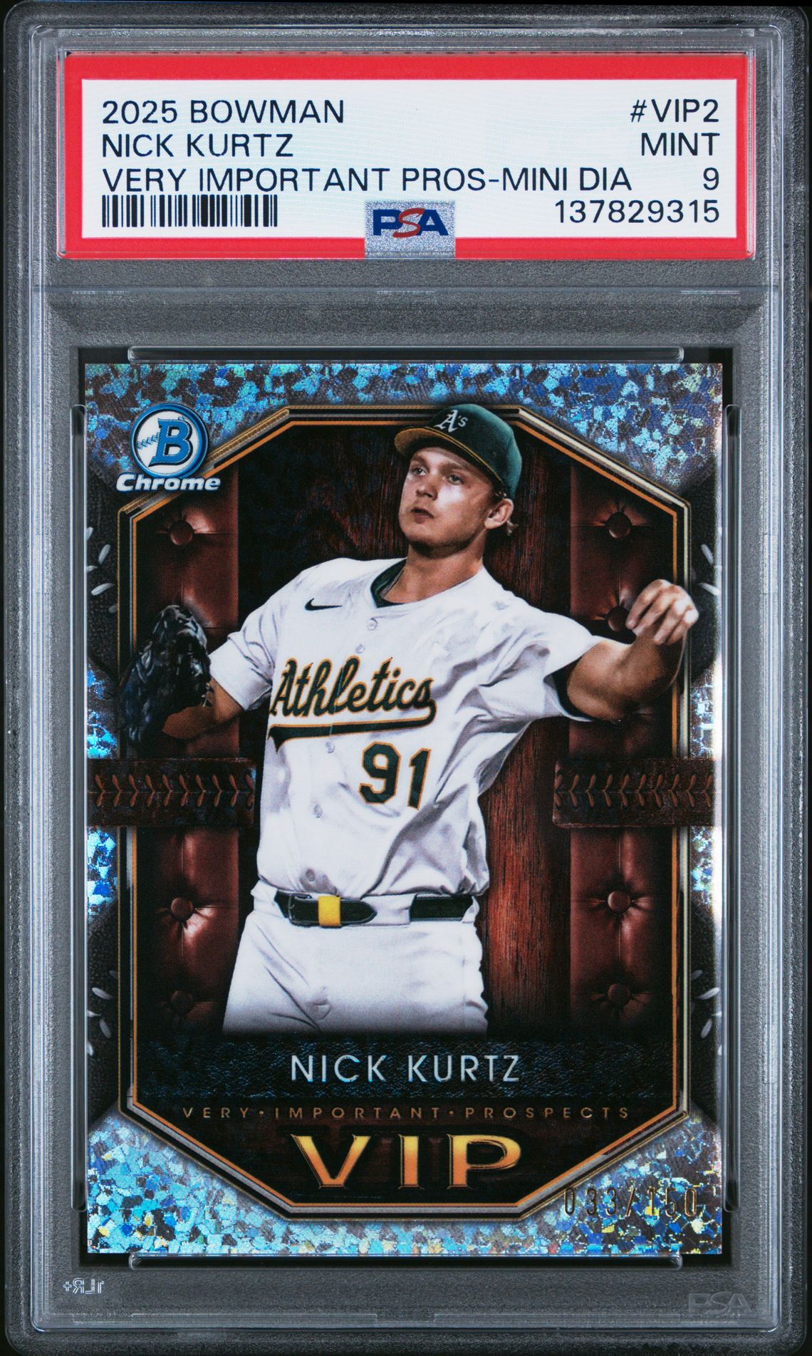 2025 Bowman Very Important Prospects Nick Kurtz #Vip2 (Very Important Pros-Mini Dia) Mint 9 front