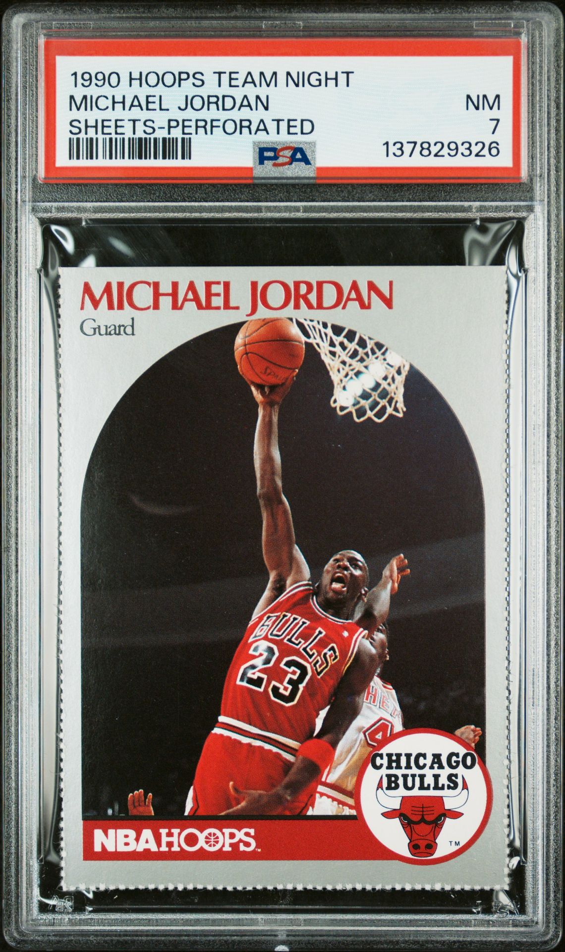 1990 Hoops Team Night Sheets Michael Jordan (Sheets-Perforated) Nm 7 front