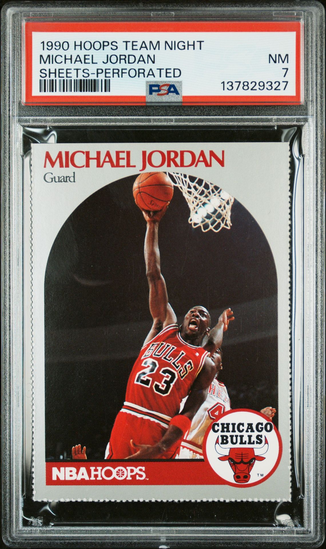 1990 Hoops Team Night Sheets Michael Jordan (Sheets-Perforated) Nm 7 front