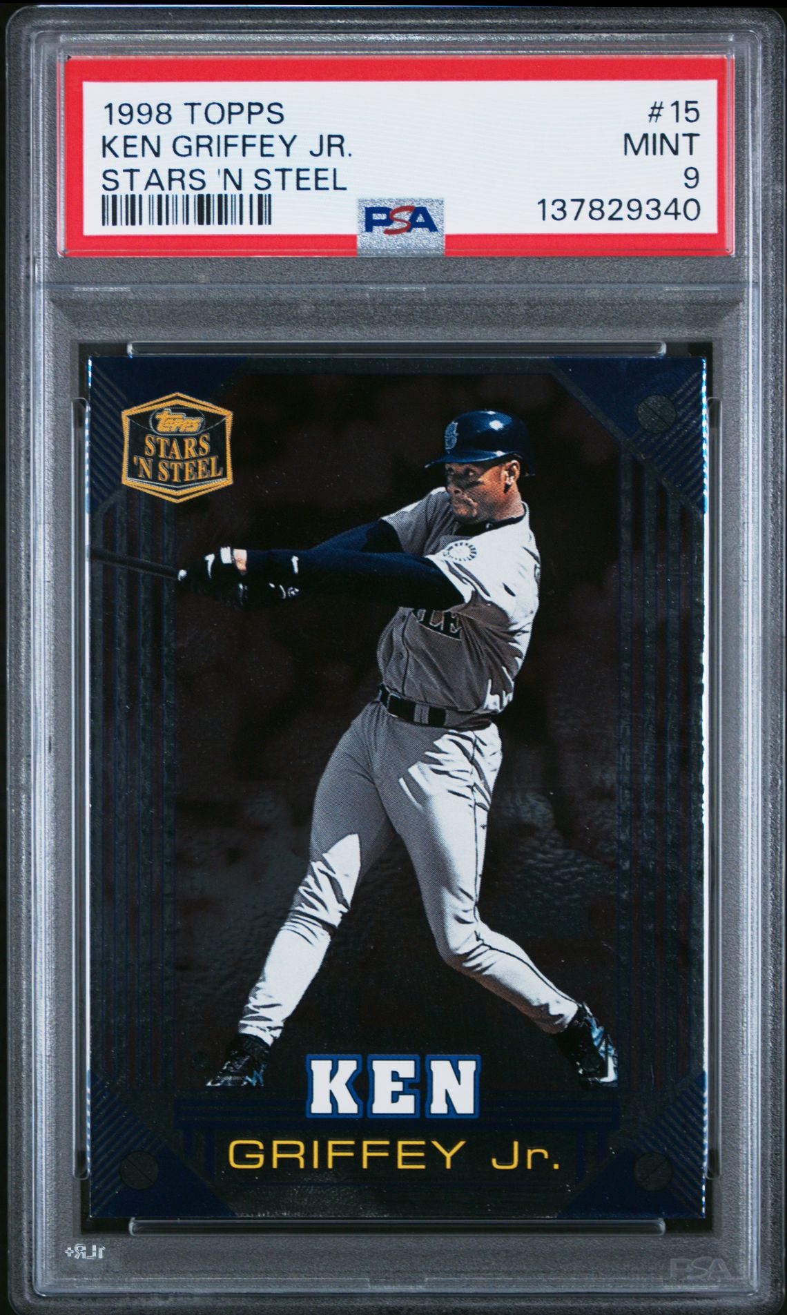 1998 Topps Stars 'N Steel Ken Griffey Jr. #15 (Stars 'N Steel) Mint 9 front