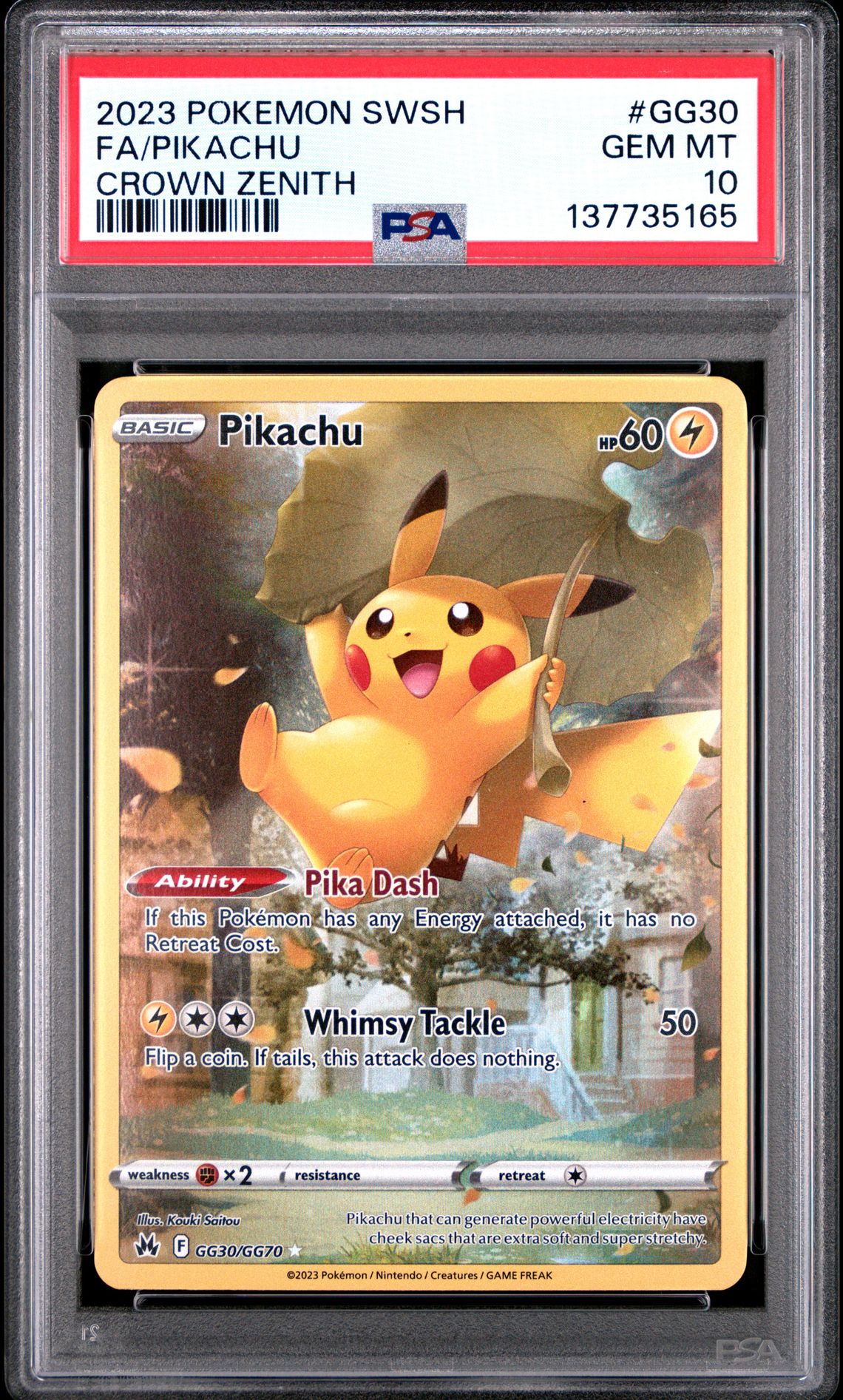 2023 Pokemon Sword And Shield Crown Zenith Fa/Pikachu #Gg30 (Crown Zenith) Gem Mt 10 front