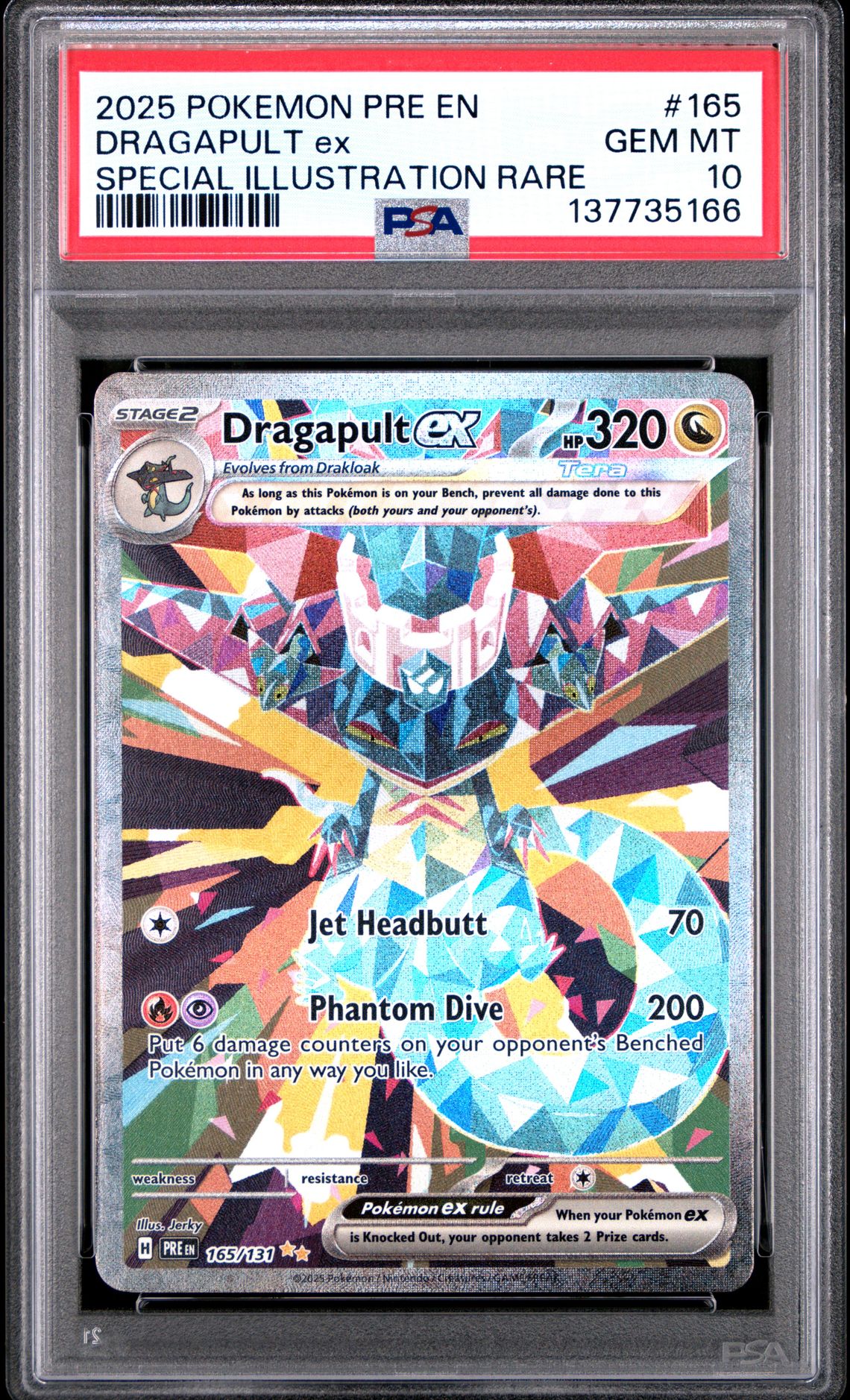 2025 Pokemon Pre En-Prismatic Evolutions Dragapult Ex #165 (Special Illustration Rare) Gem Mt 10 front