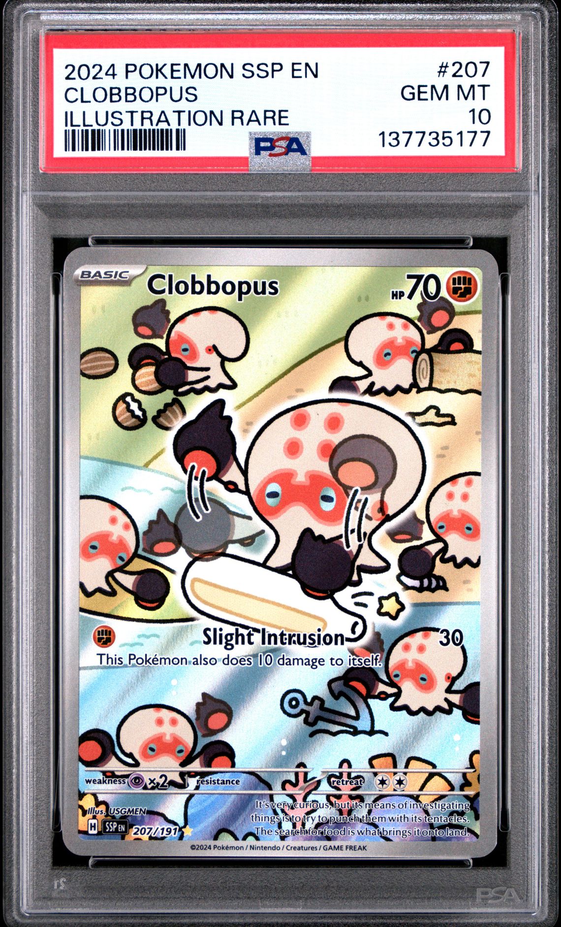 2024 Pokemon Ssp En-Surging Sparks Clobbopus #207 (Illustration Rare) Gem Mt 10 front