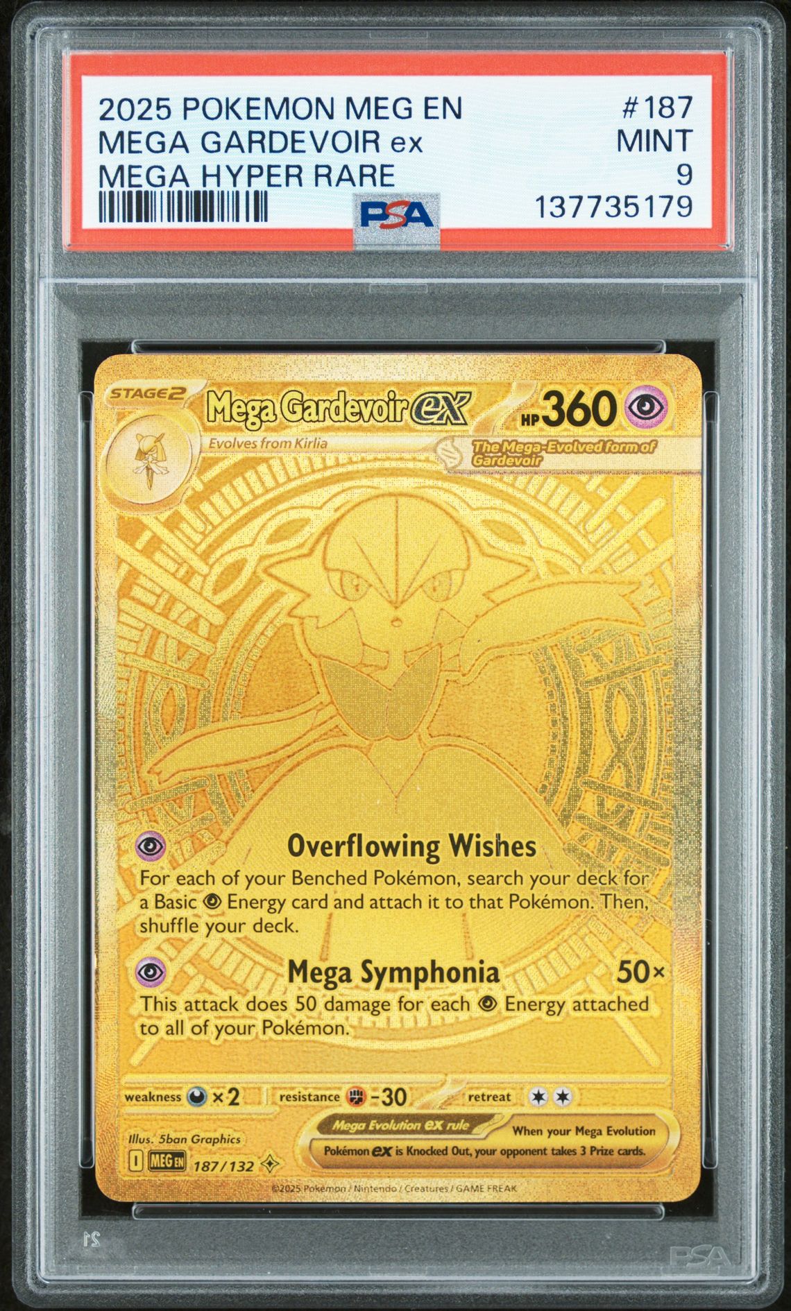 2025 Pokemon Meg En-Mega Evolution Mega Gardevoir Ex #187 (Mega Hyper Rare) Mint 9 front
