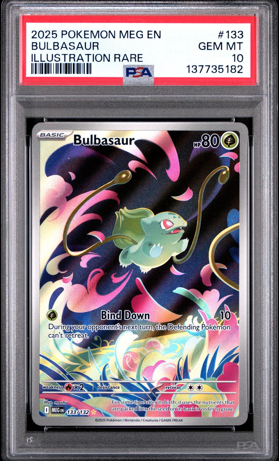2025 Pokemon Meg En-Mega Evolution Bulbasaur #133 (Illustration Rare) Gem Mt 10 front