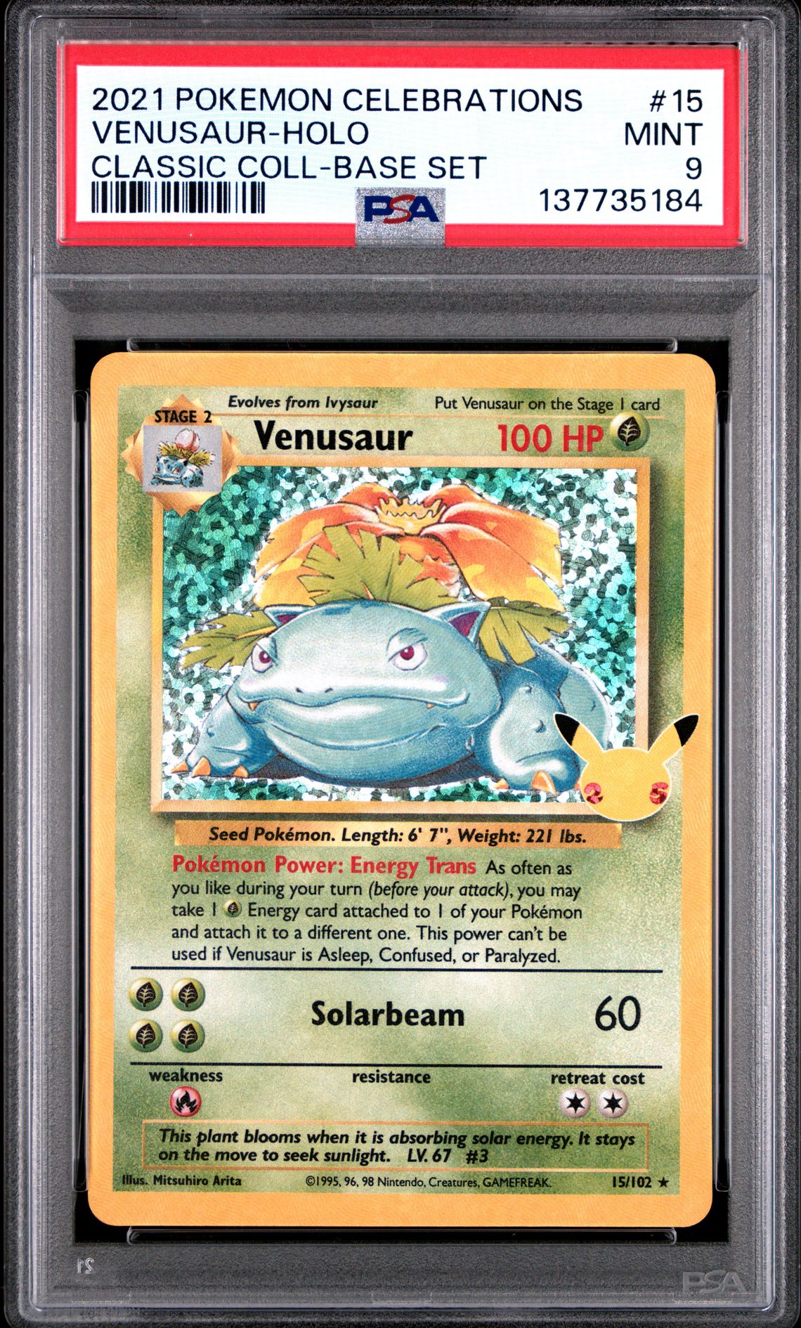 2021 Pokemon Celebrations Classic Collection Venusaur-Holo #15 (Classic Coll-Base Set) Mint 9 front
