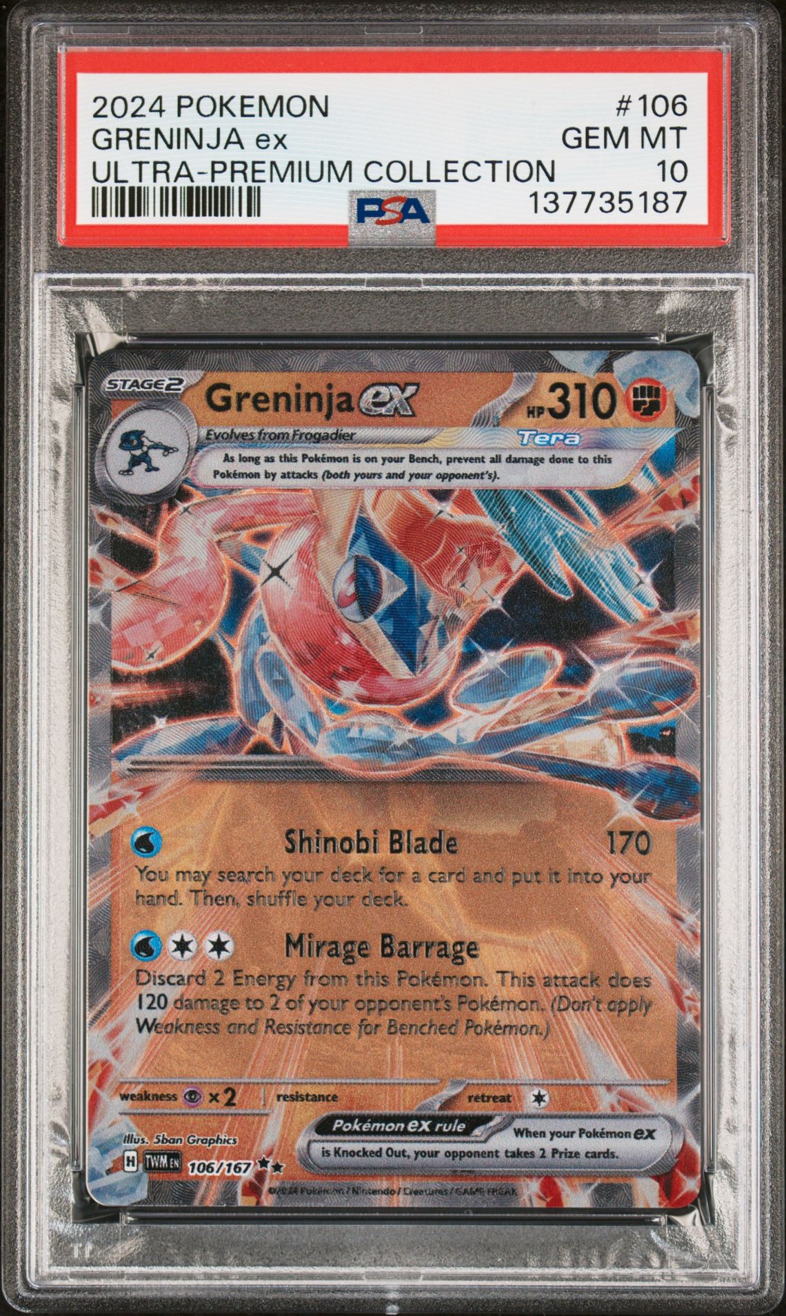 2024 Pokemon Greninja Ex Ultra-Premium Collection Greninja Ex #106 Gem Mt 10 front