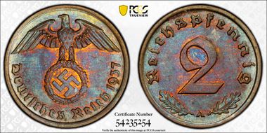 1937-A 2 Pfg J-362 MS63BN