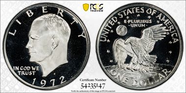 1972-S $1 Silver, DDO, FS-101 PR68DCAM