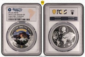 2024 $5 Angel Falls - Colorized Beauty of the World MS70