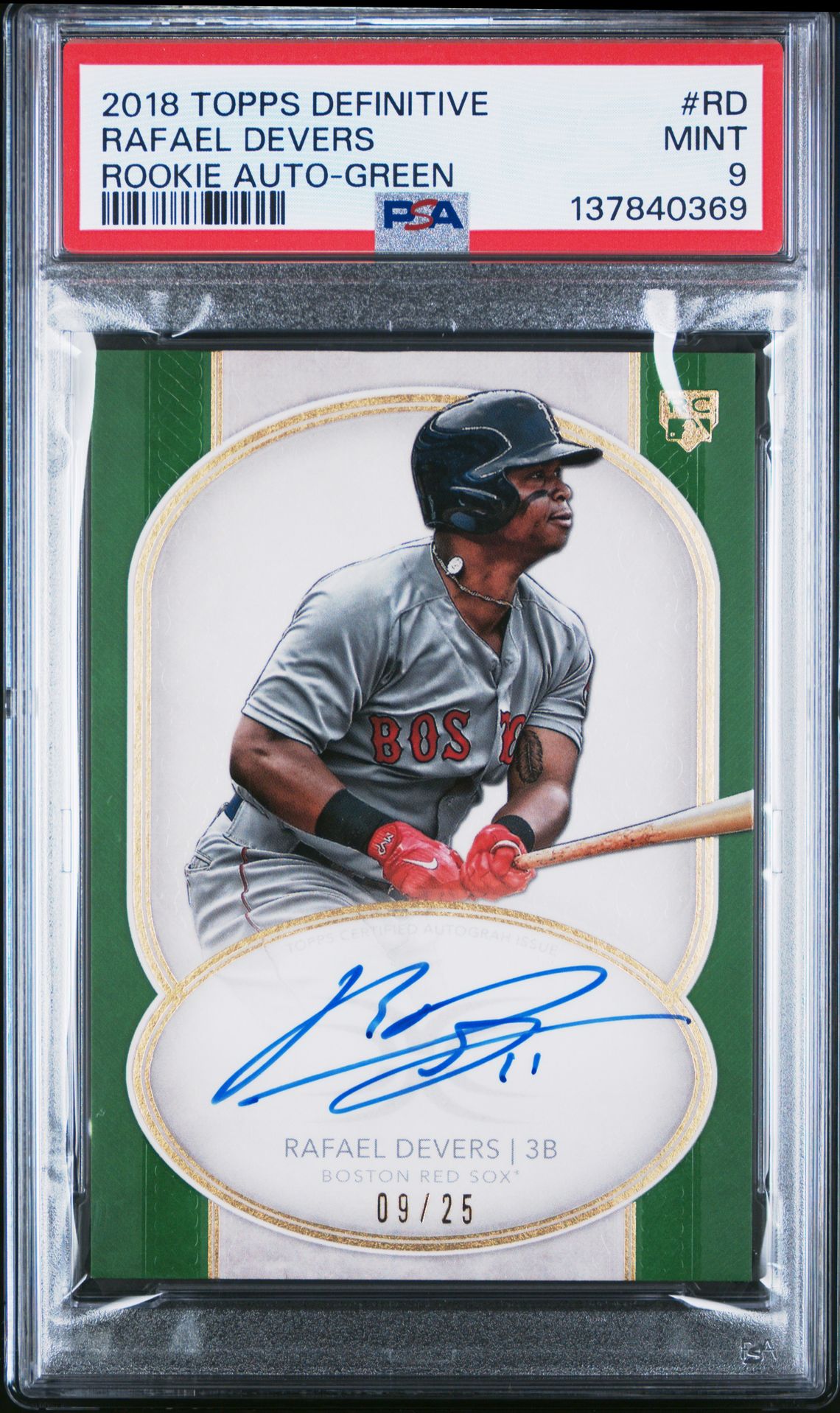 2018 Topps TOPPS DEFINITIVE ROOKIE AUTOGRAPHS GREEN #RD Rafael Devers front