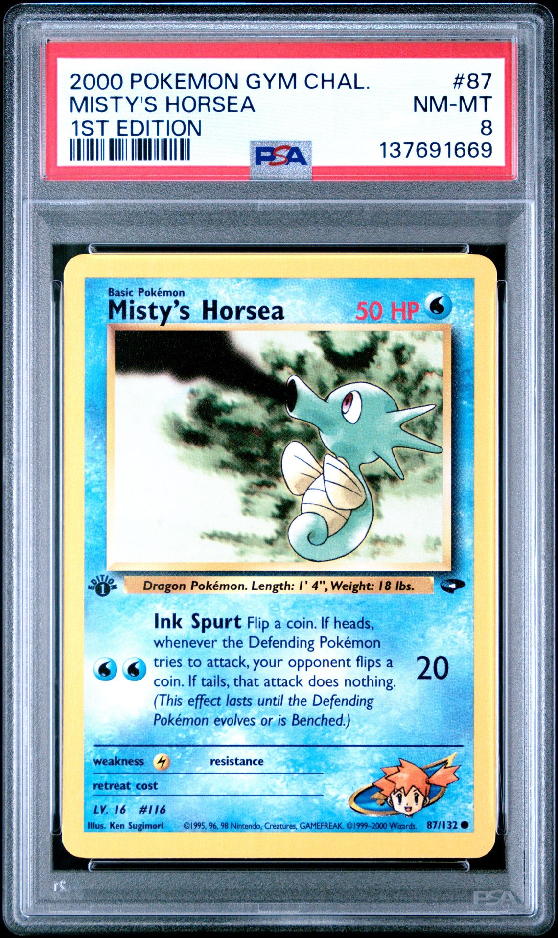 2000 Pokemon POKEMON GYM CHALLENGE 1ST EDITION #87 Misty's Horsea front