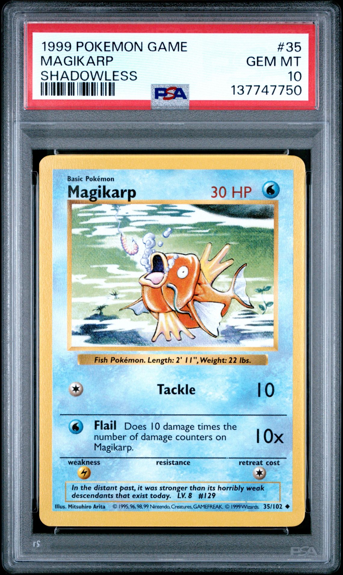 1999 Pokemon POKEMON GAME SHADOWLESS #35 Magikarp front