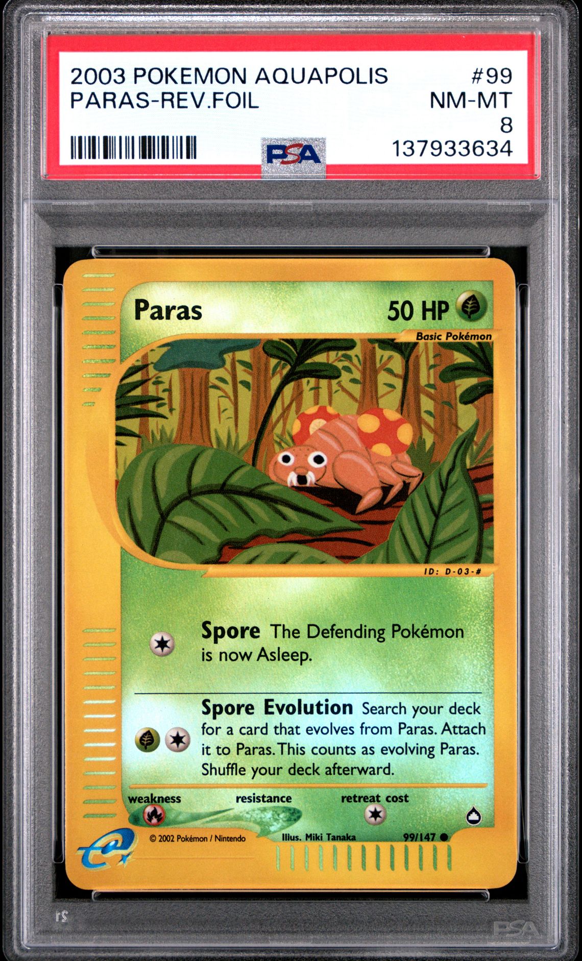 2003 Pokemon POKEMON AQUAPOLIS Foil #99 Paras-Rev.Foil front