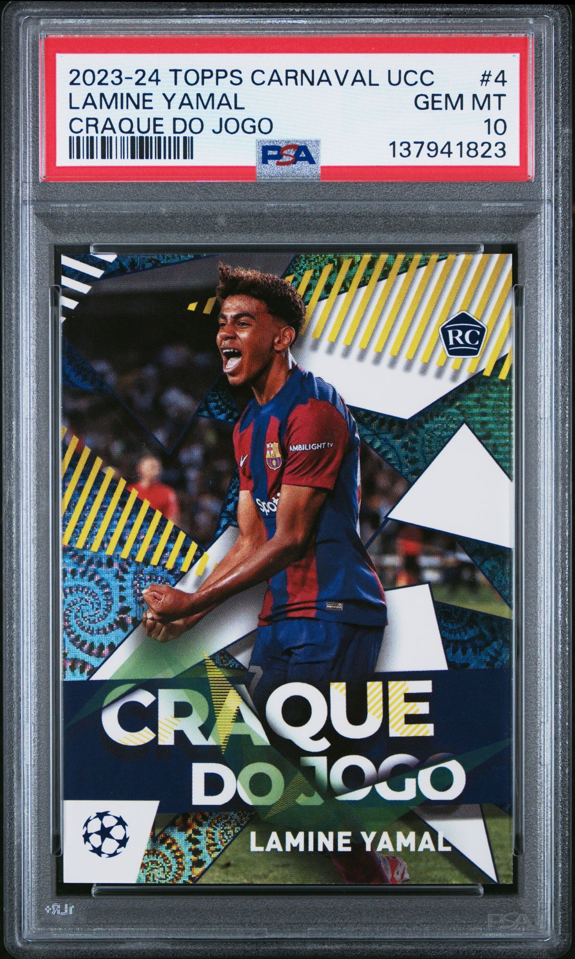 2023-24 Topps TOPPS CARNAVAL UEFA CLUB COMPETITIONS CRAQUE DO JOGO #4 Lamine Yamal front