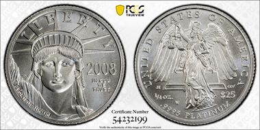 2008-W $25 Burnished St. of Liberty First Strike SP70