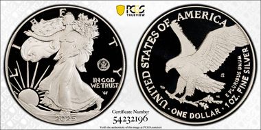 2025-S $1 Silver Eagle w/ U.S. Navy Privy 250th Anniversary First Strike PR70DCAM