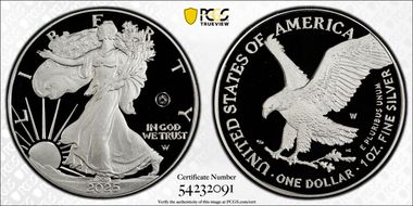 2025-W $1 Silver Eagle w/ Laser Privy PR70DCAM
