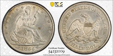 1855-O 50C Arrows AU58
