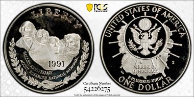 1991-S $1 Mount Rushmore PR68DCAM