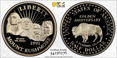 1991-S 50C Mount Rushmore PR69DCAM