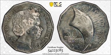 2000 50C Millennium Incuse Flag MS62