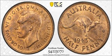 1943-I 1/2D MS64RB