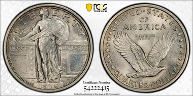 1916 25C Standing Liberty MS64
