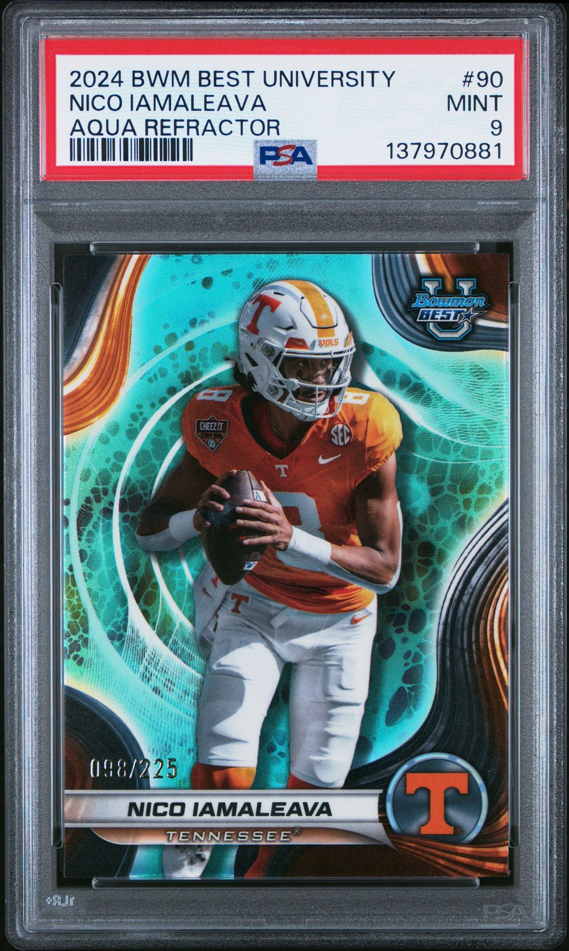 2024 Bowman BOWMAN BEST UNIVERSITY AQUA REFRACTOR #90 Nico Iamaleava front