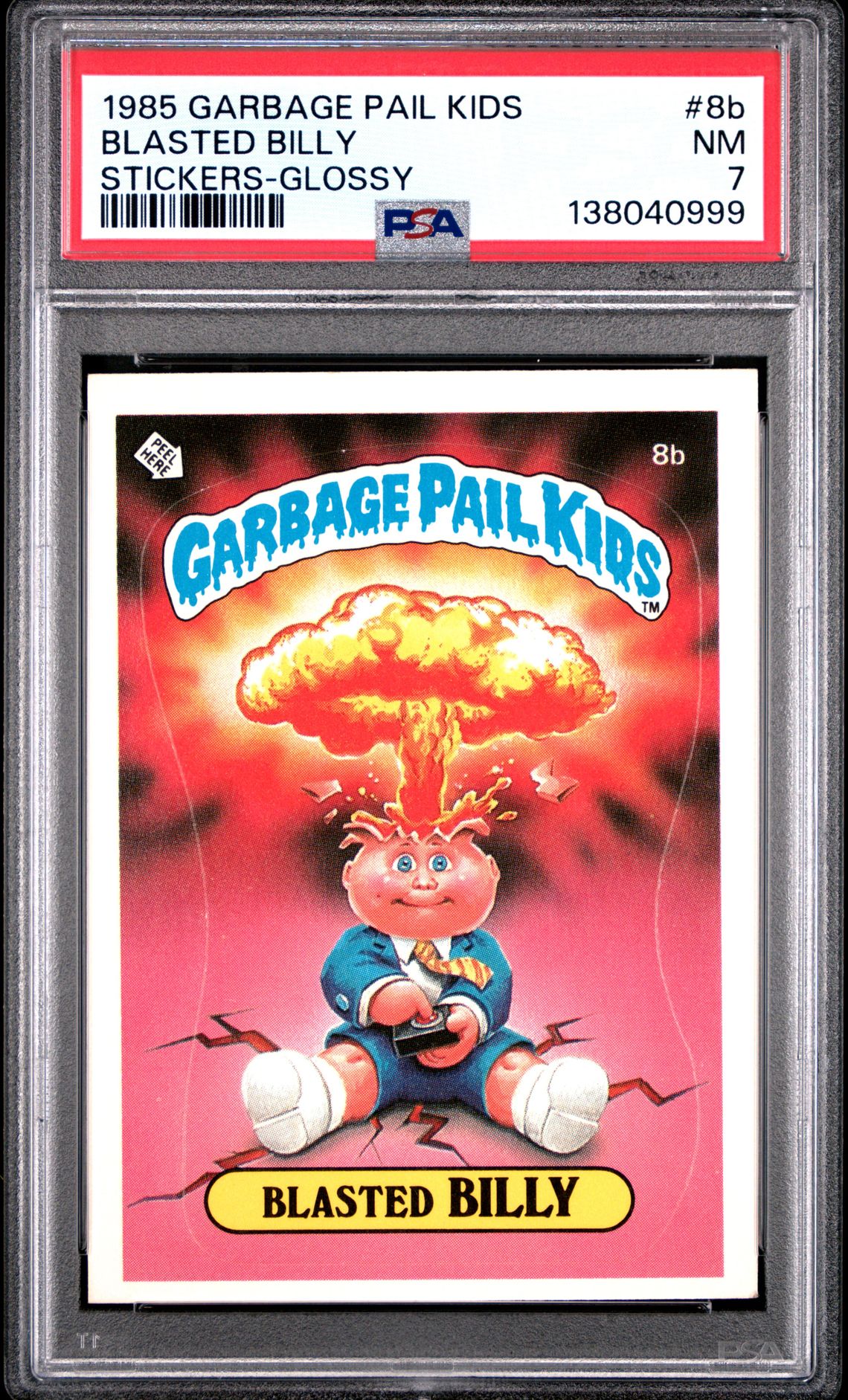 1985 Garbage Pail Kids Garbage Pail Kids Series 1 Stickers/Base-Glossy #8B Blasted Billy front