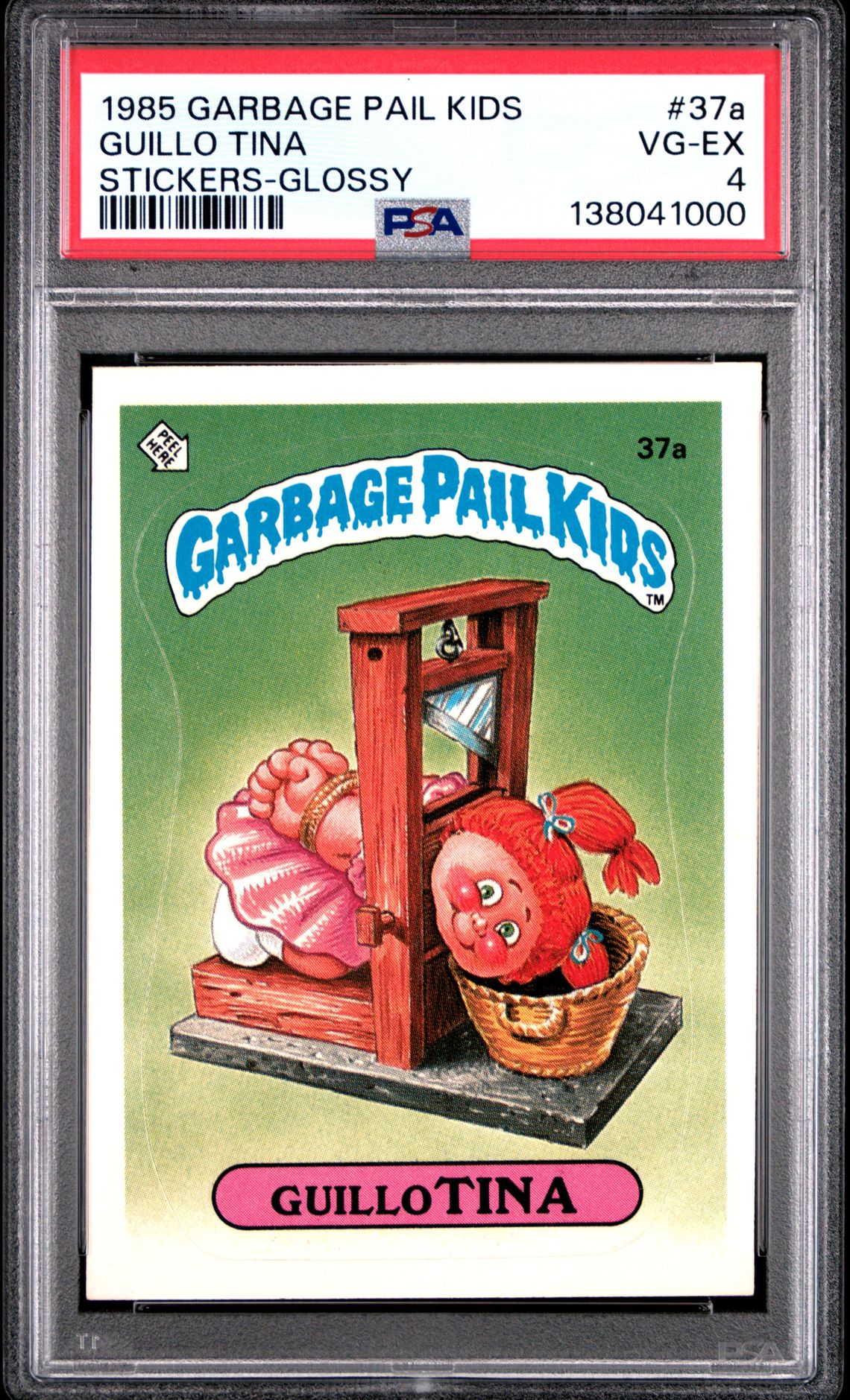 1985 Topps GARBAGE PAIL KIDS STICKERS STICKERS-GLOSSY #37A Guillo Tina front