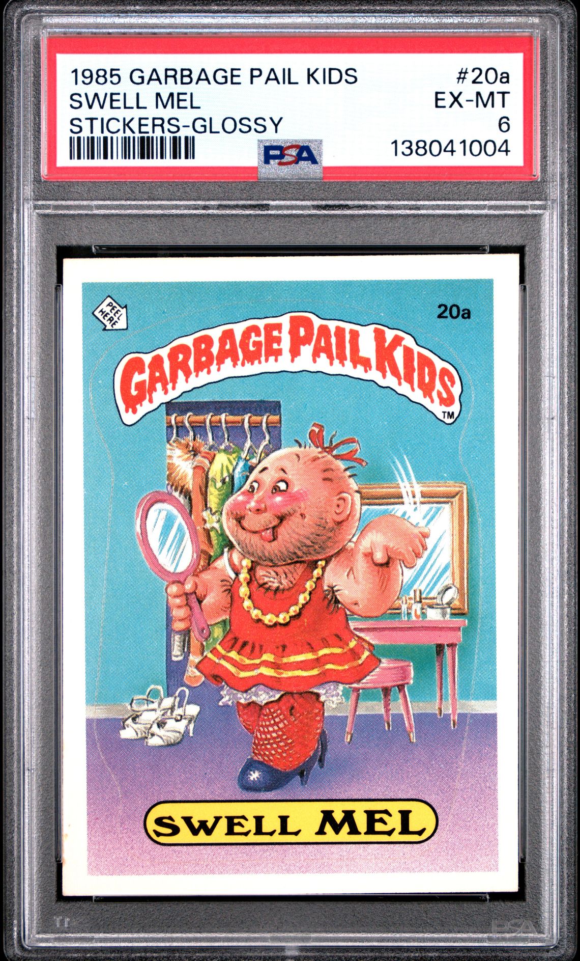 1985 Topps GARBAGE PAIL KIDS STICKERS GLOSSY #20A Swell Mel front