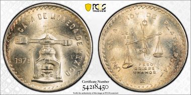 1979-Mo Onza KM-M49b.3 Ag Type 3 MS63