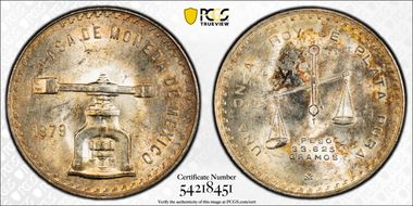 1979-Mo Onza KM-M49b.3 Ag Type 3 MS63