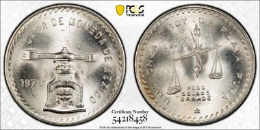 1979-Mo Onza KM-M49b.4 Ag Type 4 MS65