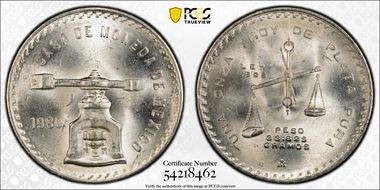 1980-Mo Onza KM-M49b.5  Ag MS64