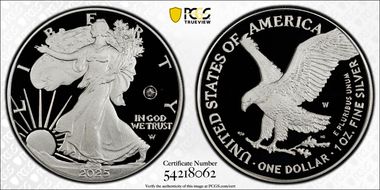 2025-W $1 Silver Eagle w/ Laser Privy PR69DCAM