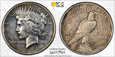 1921 $1 High Relief, Peace N1