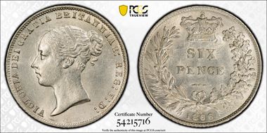 1866 6D S-3909 AU58
