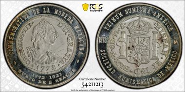 1973-Mo Medal Numismatic Society Ag 1772 8 real SP66