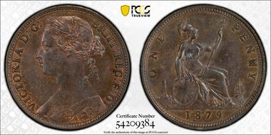 1879 1D S-3954 Wide Date, Incuse Veins MS63BN